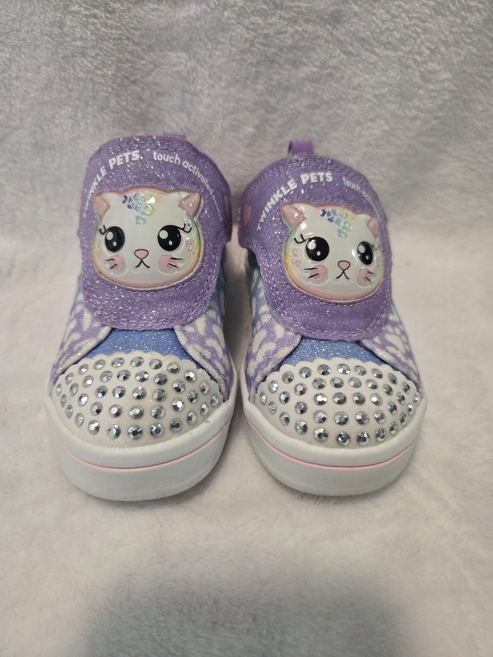 Girls' Twinkle Pets Purple Light-Up Slip-On Sneakers Skechers